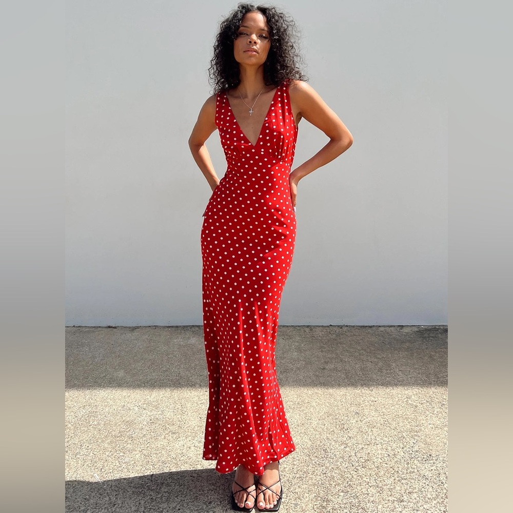 NWOT Princess Polly “Nellie” Polla Dot Maxi Dress